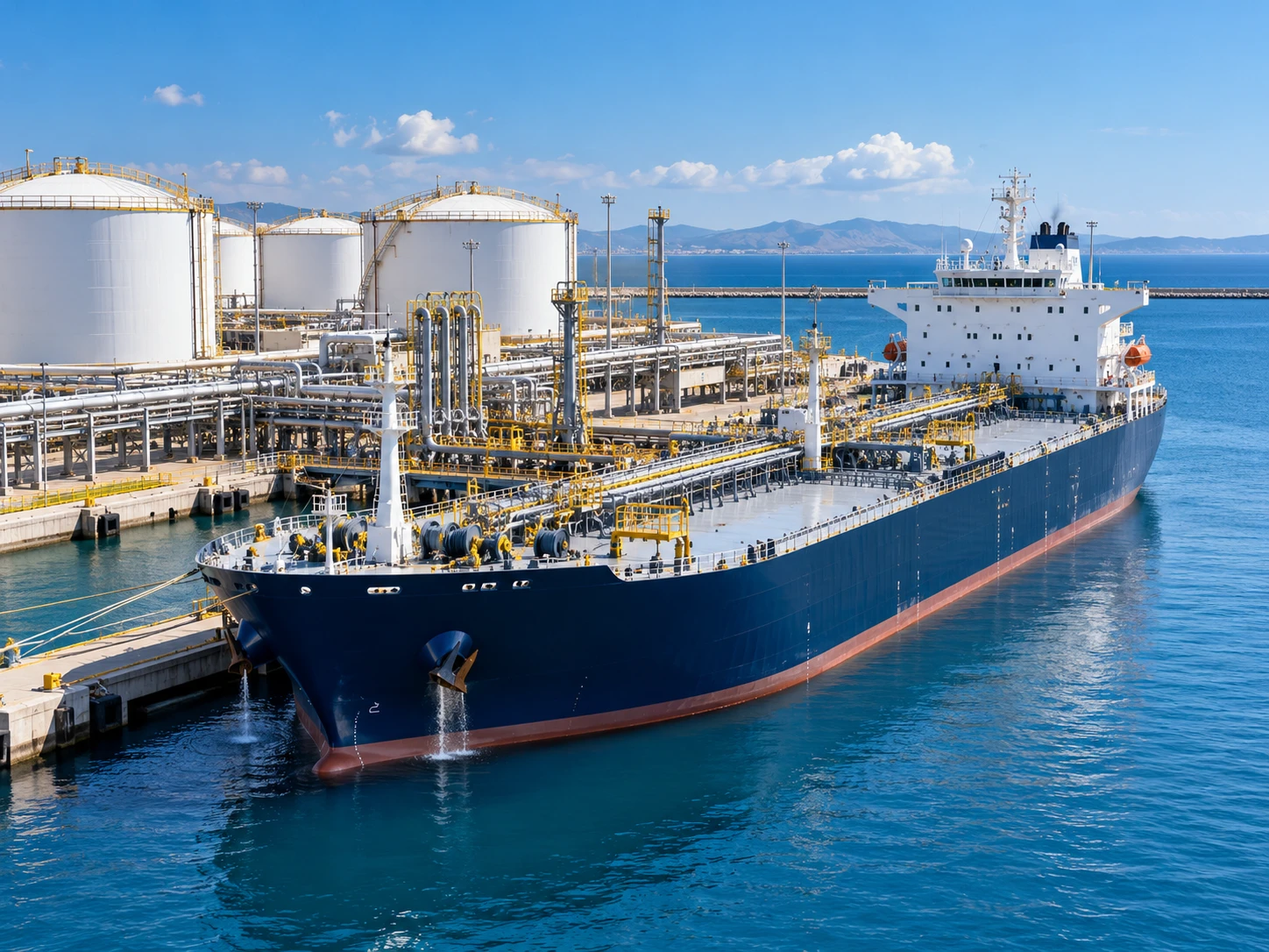 Illustrative petroleum tanker and storage terminal for EN590 diesel and Diesel D2 supply